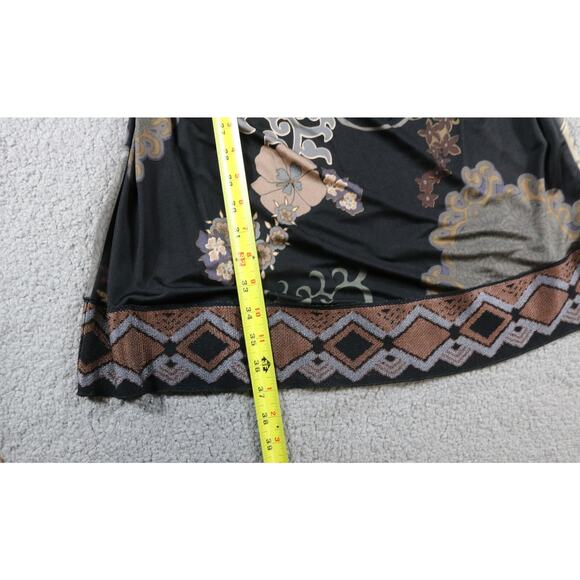 Hale Bob Dress L Floral Silk Multicolor Faux Wrap Knit Trim Pull On - Picture 6 of 7
